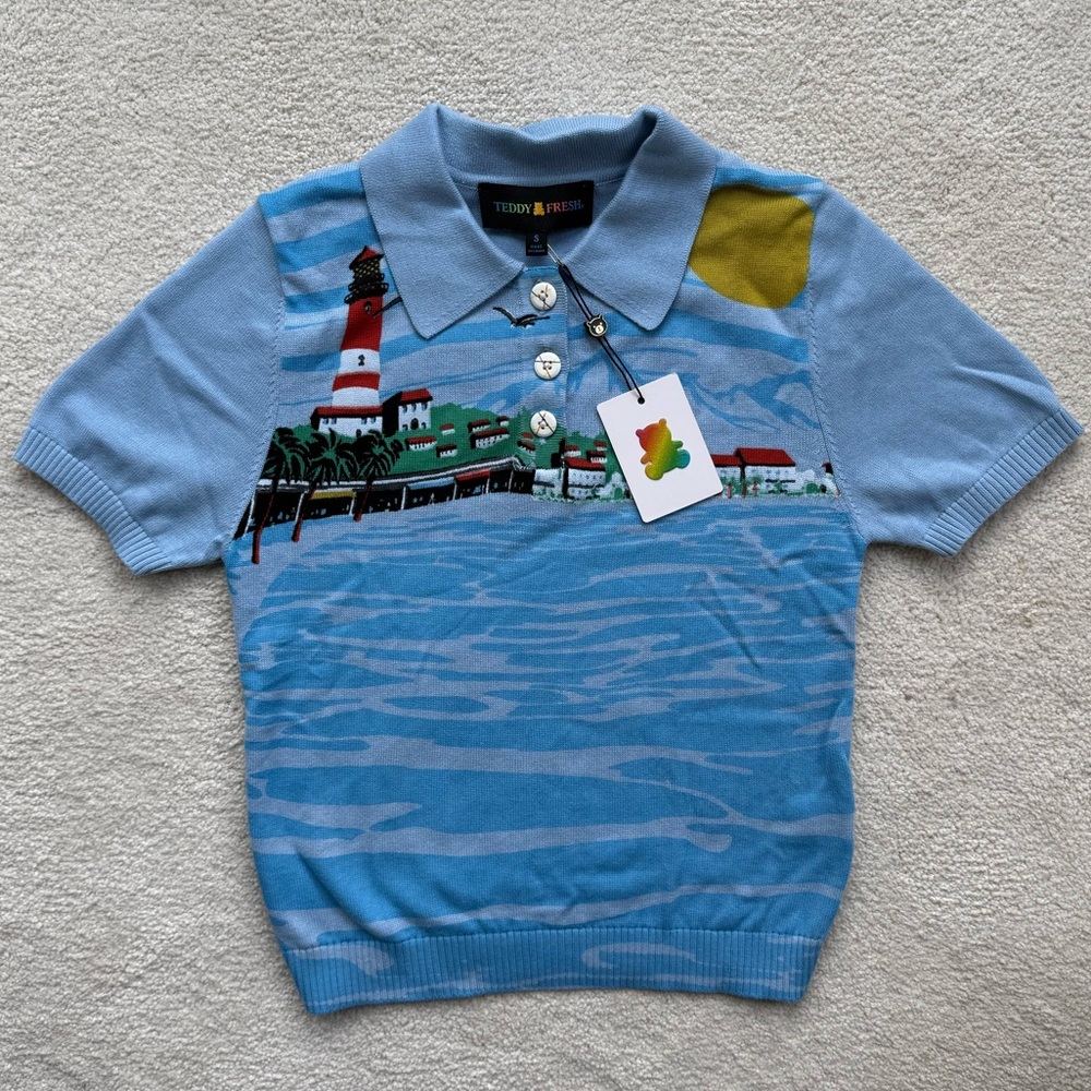 TEDDY FRESH Women’s Lighthouse Polo size Small NWT